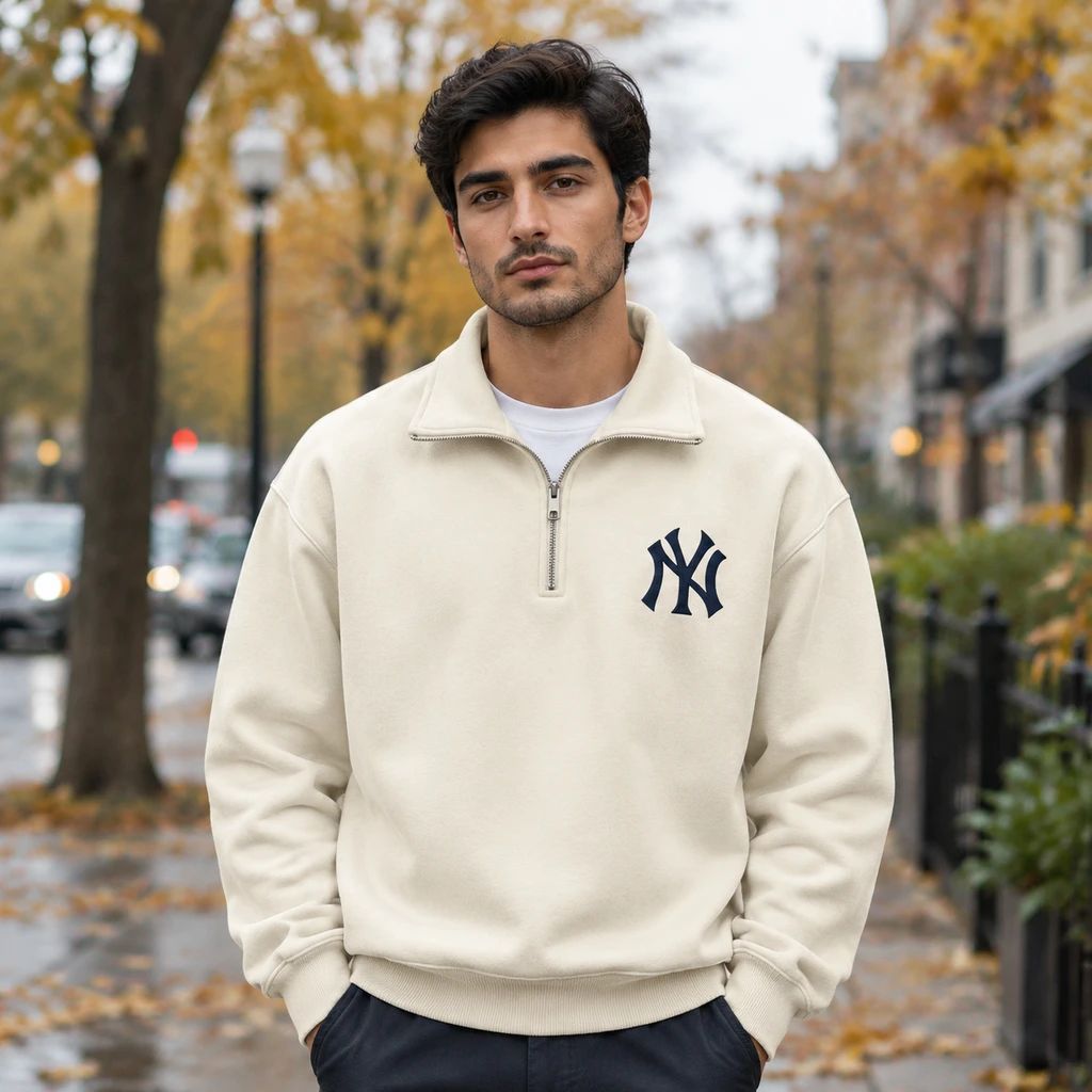 دورس نیم زیپ مردانه مدل NY-کرم